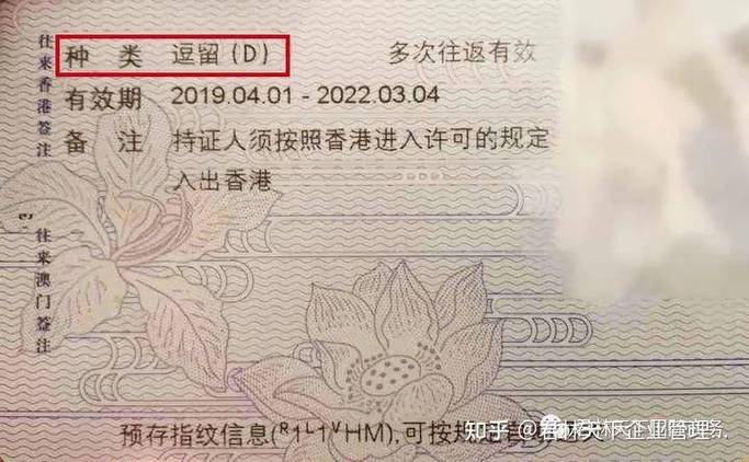 香港签证 visa label