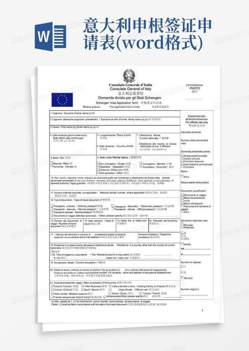 意大利申根签证申请表填写样本