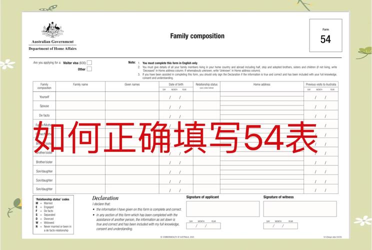 澳大利亚旅游签证申请表格