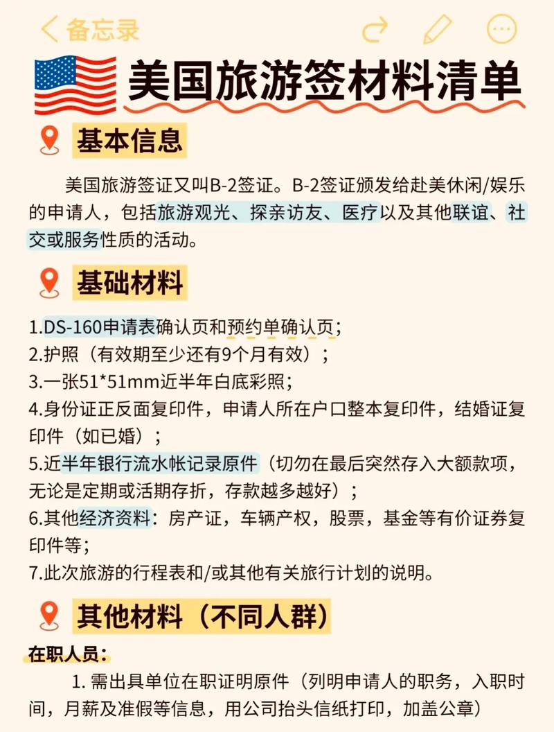 办理美国签证需要什么材料