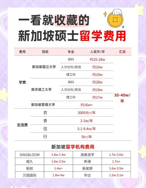 新加坡的大学每年的费用
